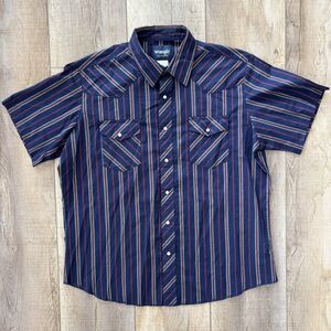 Wrangler Mens Pearl Snap Western Shirt Sz XL Rodeo Cowboy Ranch Festival Stripe